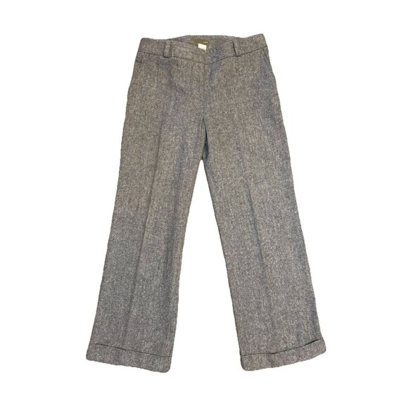 JCREW Gray Wool Wide Leg Cuffed Trouser Pants Career Professional 10P 30x28 - Picture 1 of 6